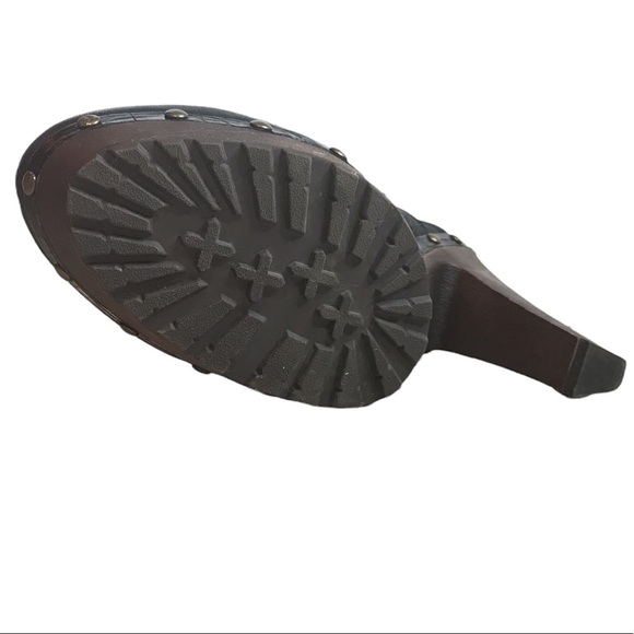 SAM EDELMAN FLAIR Chain Detail Strap Buckle LEATHER Clogs - Picture 7 of 10